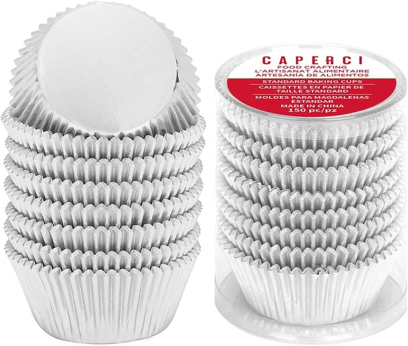 Premium Silver Foil Cupcake Liners Standard Size 150-Pack