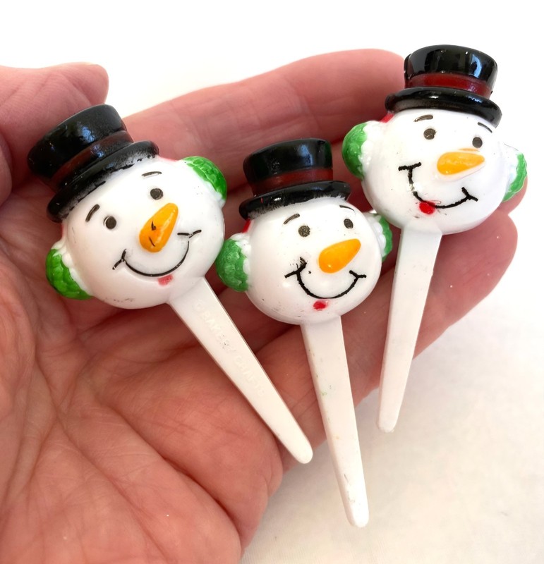 Bag of 3D Snowman Cupcake Toppers Christmas Holiday Party School Treats Bakery gallery