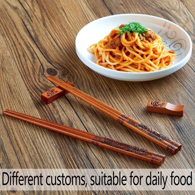 Chopsticks Reusable,Wooden Dragon and Phoenix Chopsticks Set with Dishwasher ... gallery