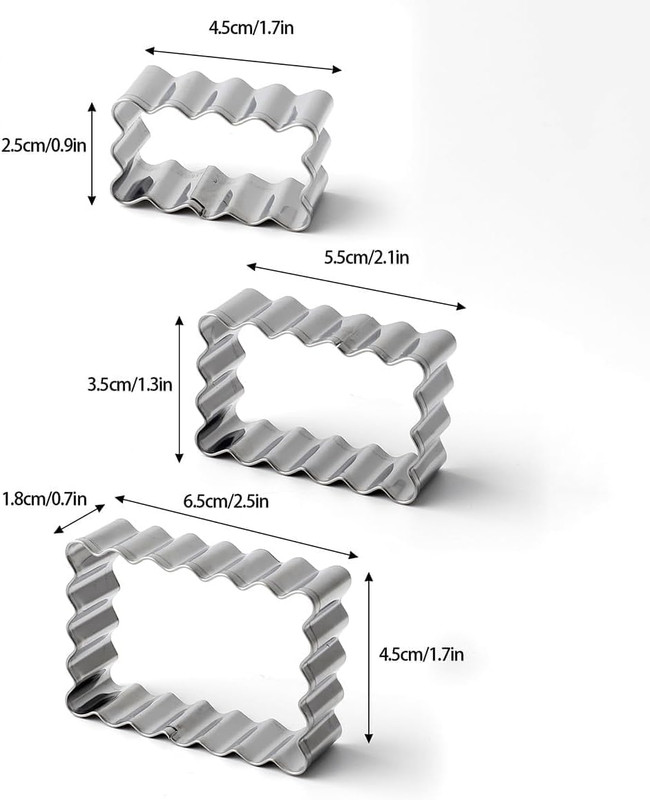 6Pcs Scalloped Cookie Cutter Set, 2 Inch Square & 2.5 Inch Small Rectangle, Jagg gallery