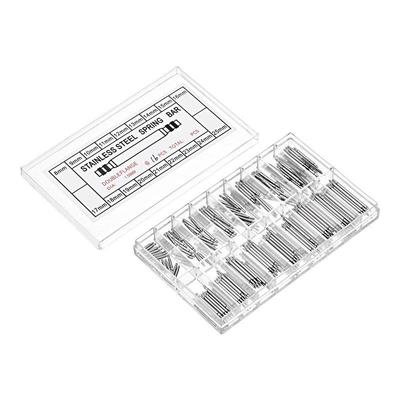 Watch Strap Connection Pin Set 288pcs 1.4mm Dia (8-25mm,16pcs)