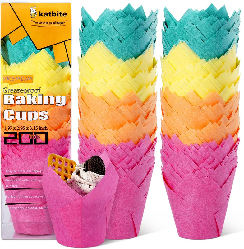 Tulip Cupcake Liners 200PCS, Muffin Liners Baking Cups, Cupcake Wrapper for Part