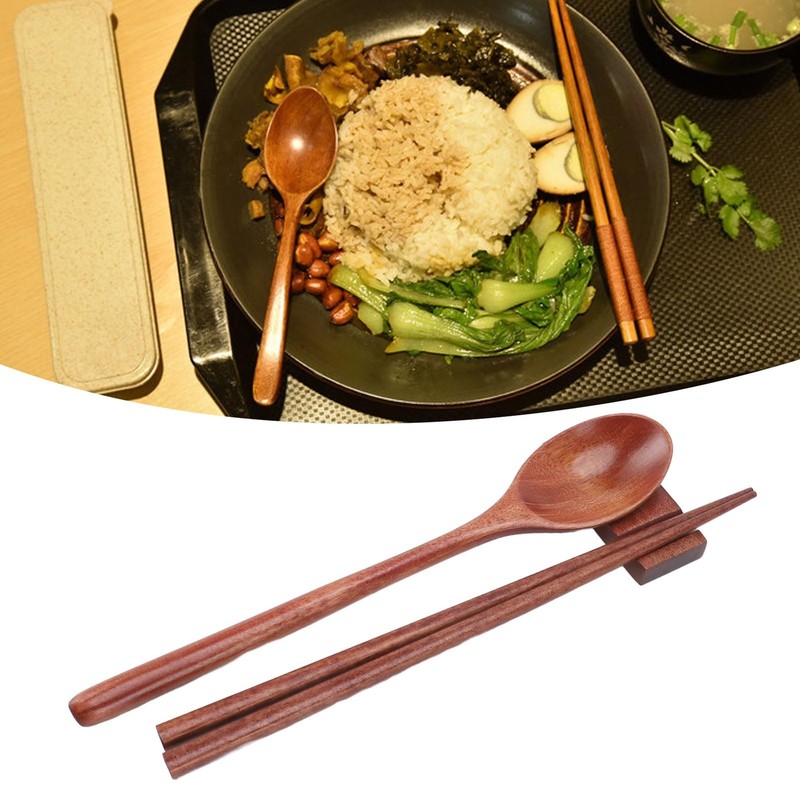 Portable Spoon and Chopstick Set, Reusable Travel Wooden Utensil Set with Sto... gallery