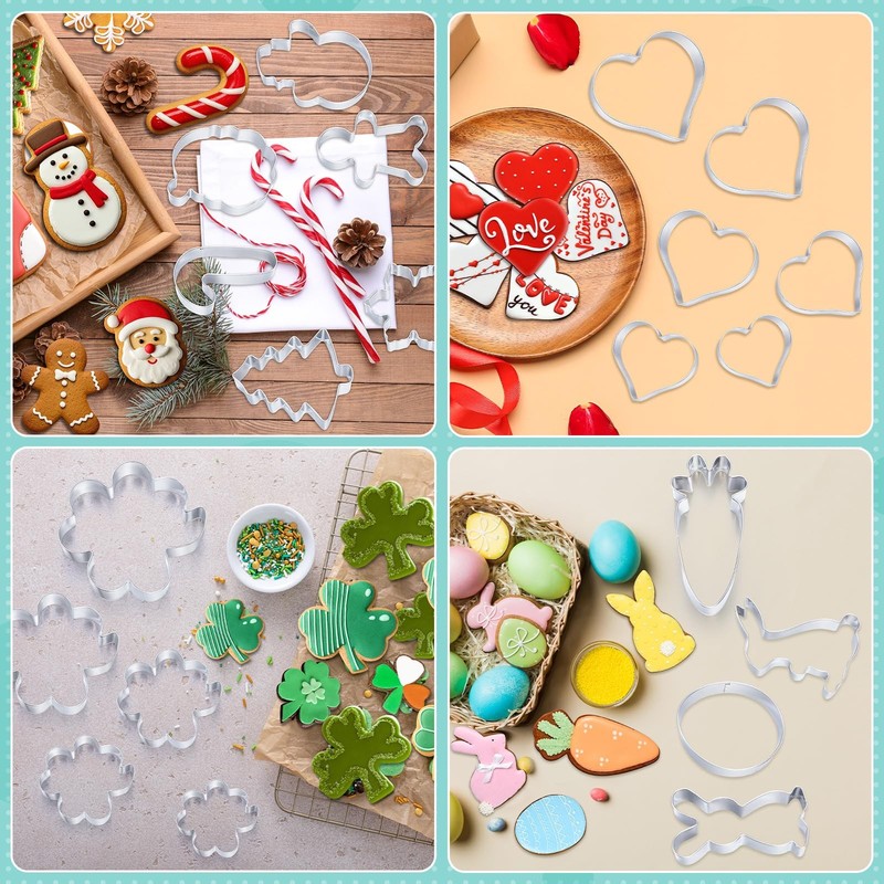 Set of 44 Seasonal Cookie Cutters, Valentines Day Stainless Steel Molds Cooki... gallery