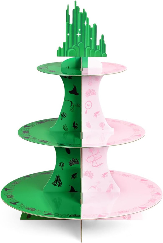 Pink + Green Witch Cupcake Tower, 3 Tiers | Birthday Display Decorations, Kids W