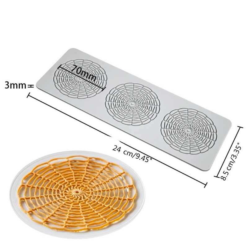 Fondant Impression Mats Pastry Moulds 3 Cavity Hollow Round Net Lace Mat gallery