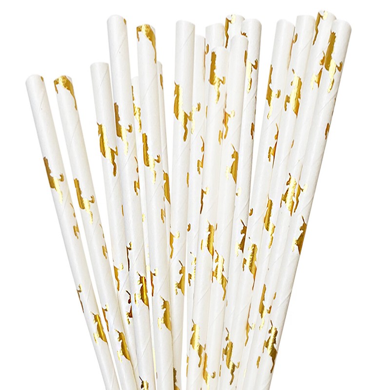 Cake Pop Party Straws – Metallic Gold Unicorns | Bakell®