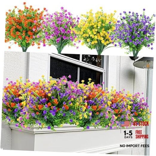 Artificial Flowers for Outdoors 24 Bundles UV Resistant Boxwood 24Pcs Mixed