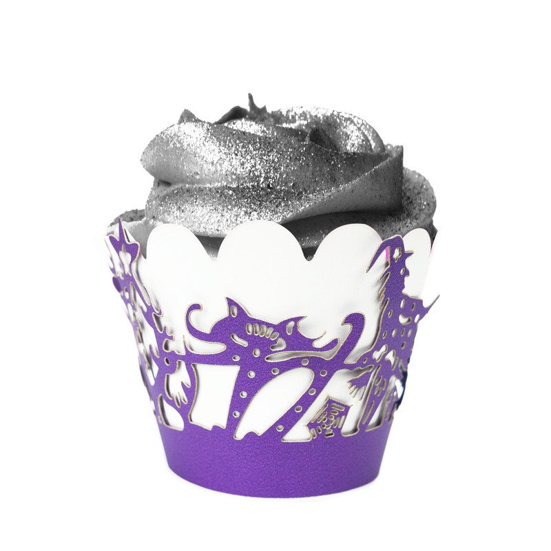 25 PC Set of Halloween Night Print Cupcake Wrappers – Baking and Craft Tools