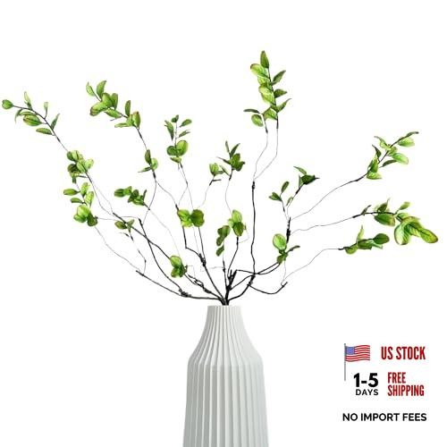 6 Pcs Artificial Ficus Branches Faux Eucalyptus Stems Realistic Faux