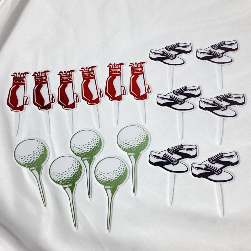Golf Cupcake Toppers Decorations Golfing Cake Decor Sticks Golf Party Lot