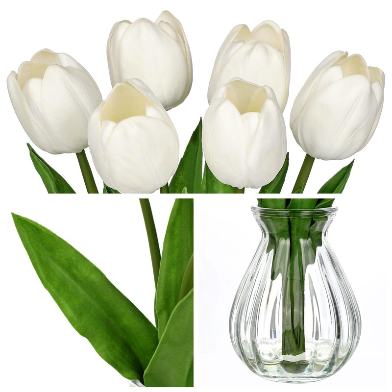 Oairse Artificial Tulips Flowers Floral Arrangement - 6 Stems Faux Flowers gallery