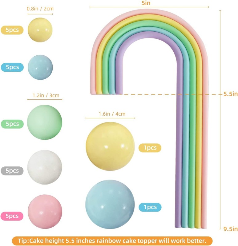 28PCS Rainbow Cake Toppers Colorful Balls Cake Decorations for Wedding Baby gallery