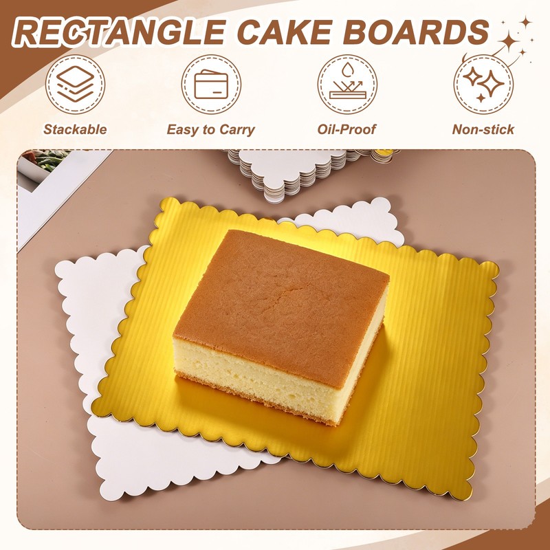12 Pcs Rectangle Cake Boards, 13.5 x 10 Inch Cake Base Cupcake Cardboard, White gallery
