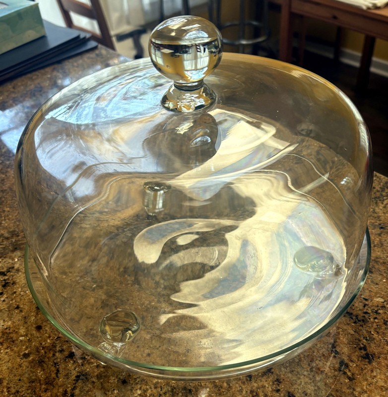 Vintage Glass 10” Pedestal Cake Dessert Stand w/ Heavy Dome Cover gallery