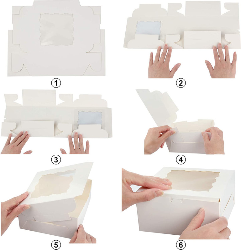 30 Pcs White Bakery Boxes with Window, 6 X 6 X 3 Inches, White Paperboard Treat gallery