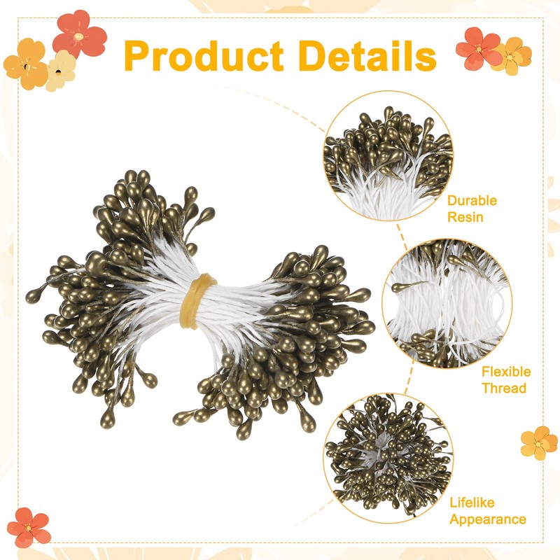 600-Pack 5mm Artificial Pearl Flower Stamens for DIY Crafts[Golden Coffee] gallery