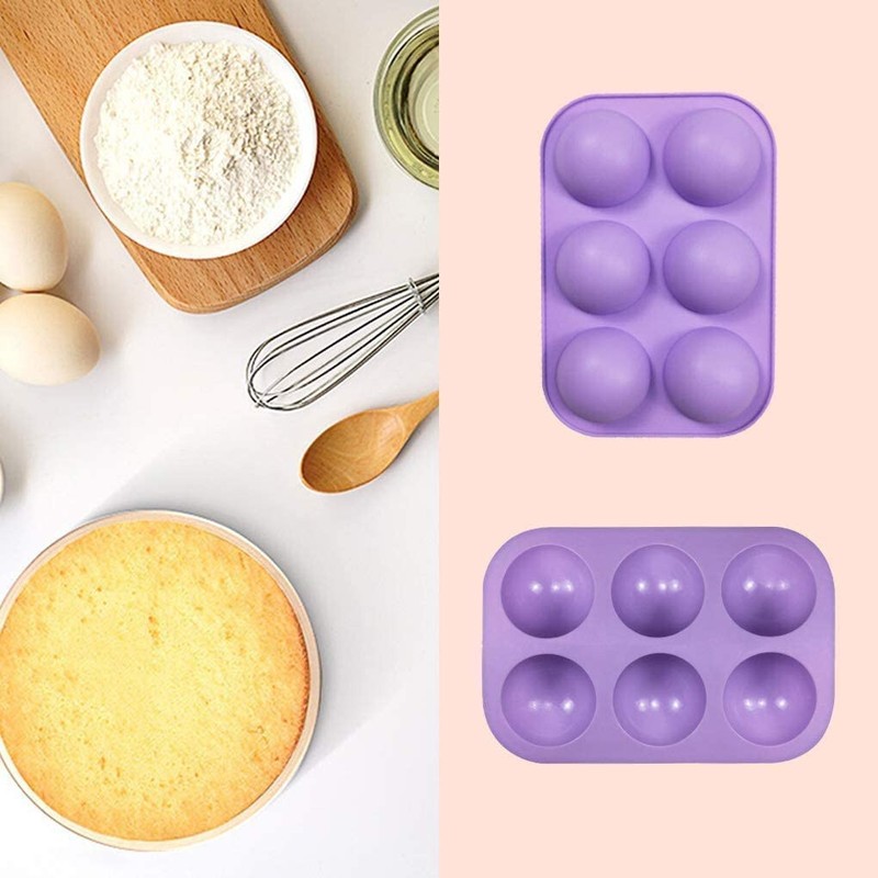 2 Pack 6-Cavity Semi Sphere Silicone Mold, Baking Mold for Making Hot Chocolate gallery