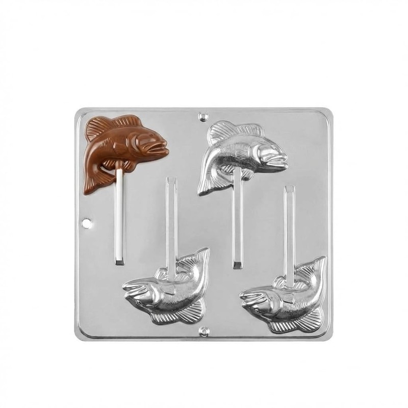Bass Fish Lollipop Chocolate Candy Mold 3335 Sucker Baking Tray Tool gallery