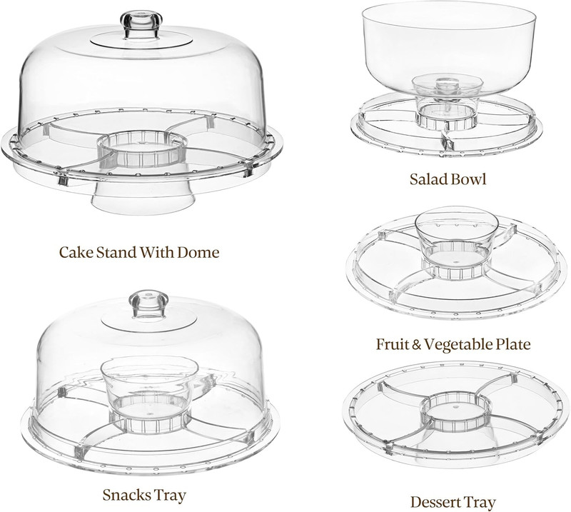 Cake Stand with Acrylic Dome Cover (12.2"), Multifunctional Serving Cookie Platt gallery