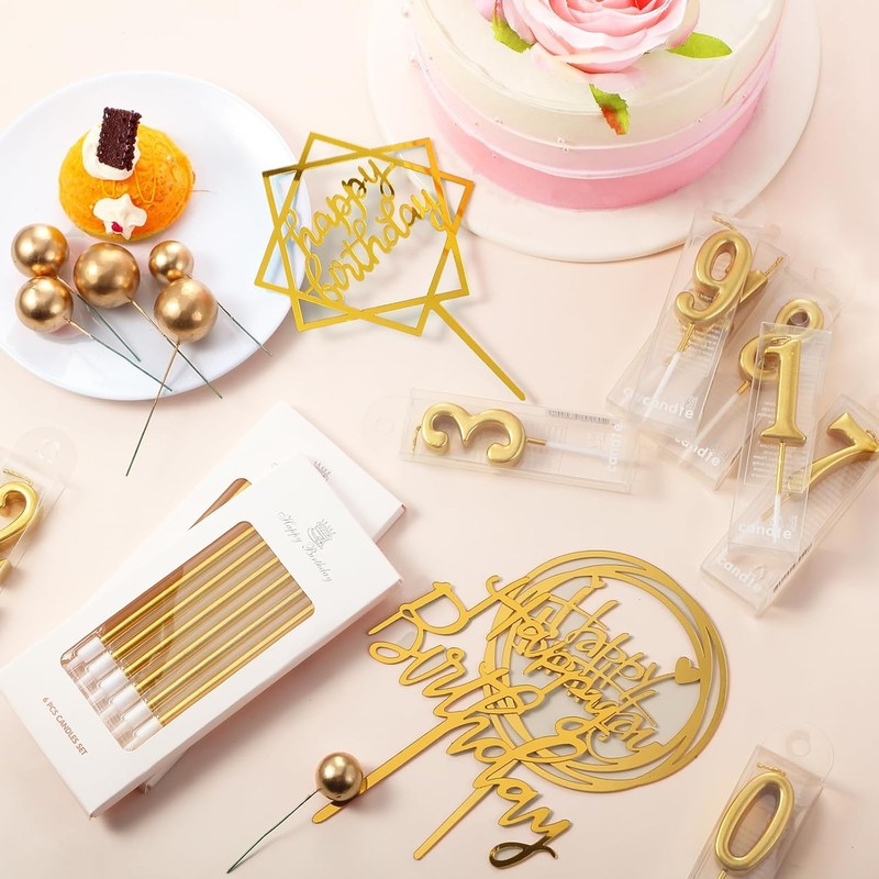 34 Pcs Happy Birthday Cake Toppers Decorations Birthday Candles DIY Cake Decor gallery