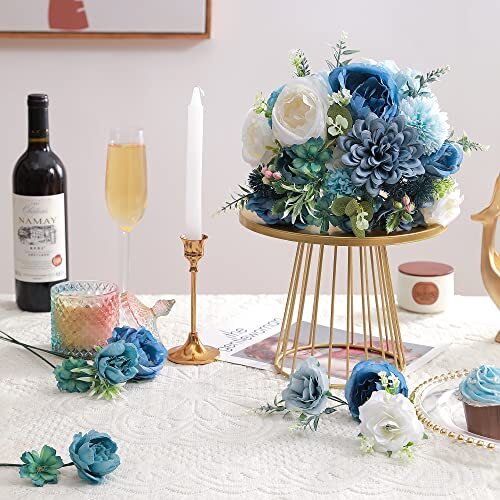 Artificial Flowers Combo, Fake Flowers for DIY Tables Centerpieces Blue White gallery
