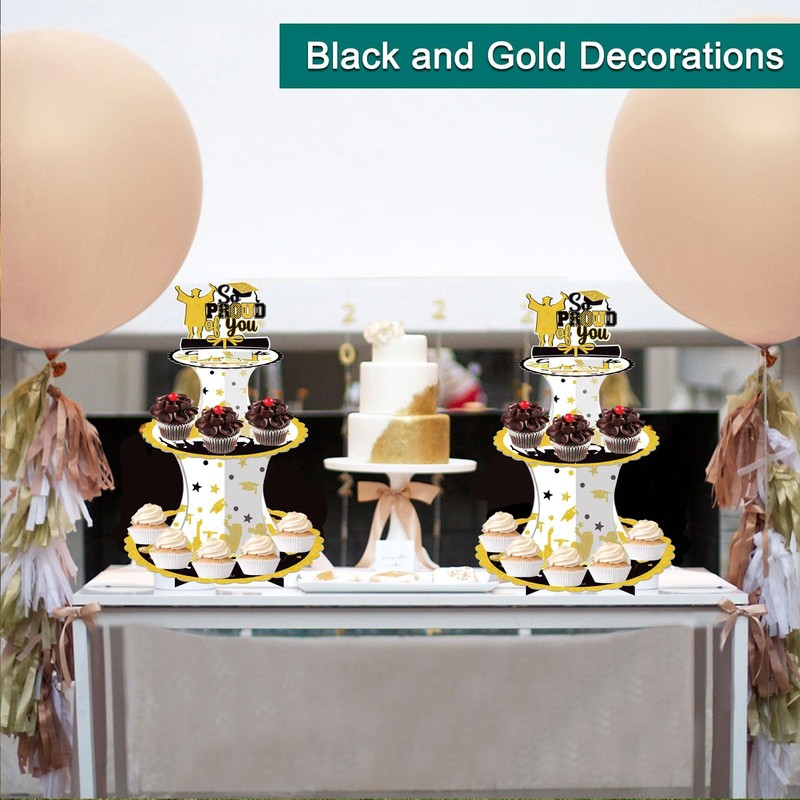 Graduation Cupcake Stand,3-Tier Graduation Theme Cardboard Cupcake Holder for... gallery