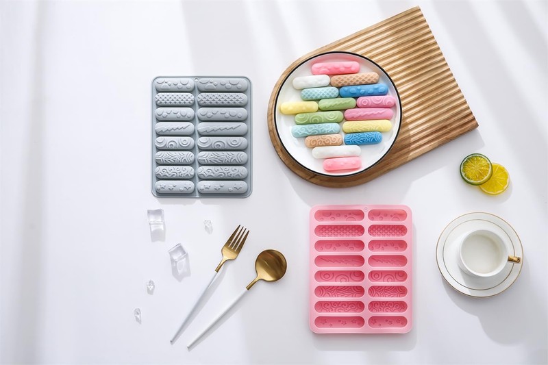 PROVIVID 2 Pack Silicone Mold Chocolate Stick Energy Bars Pink Blue Reusable gallery