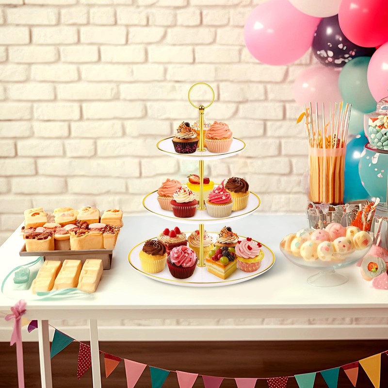 Cupcake Stand Holder - 3 Tier Cup Cake Dessert Tower, Plastic Tiered Serving ... gallery