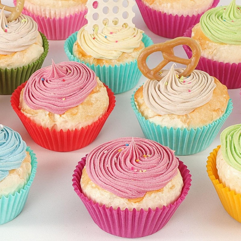 Bright Rainbow Jumbo Cupcake Liners Extra Large Muffin Baking Cups 300-Count, Od gallery