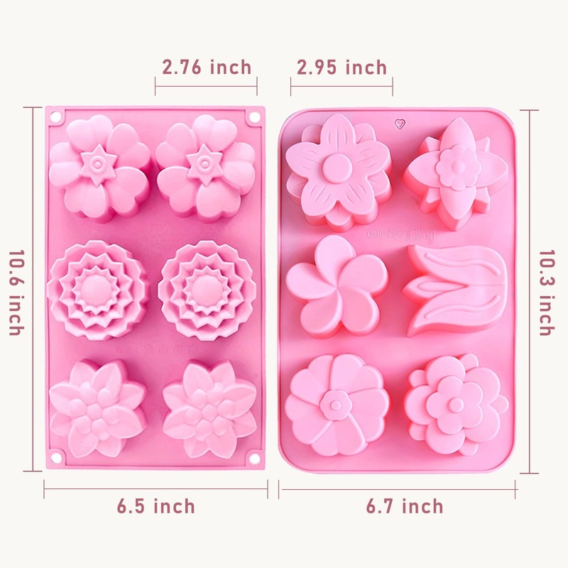 Silicone Soap Molds, different Cavities Mold with 3 Pcs Flower 1 gallery