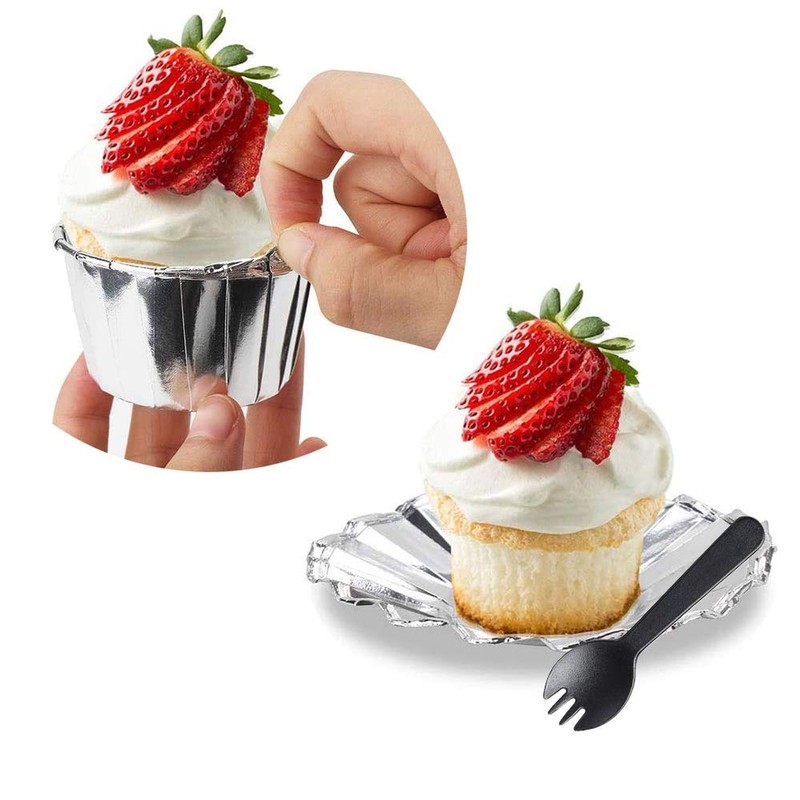 Foil Cupcake Liners with Lids 100Pack,Free-Air 3.5Oz Foil Baking Cups Mini Mu... gallery