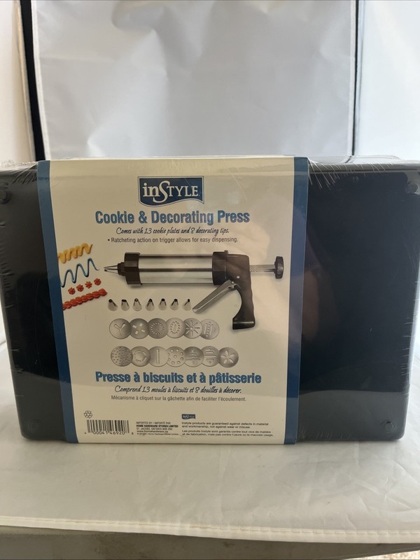 InStyle Stainless Steel Cookie Press Decorating Set 22pc w/ 13 Discs 8 Tips New” gallery