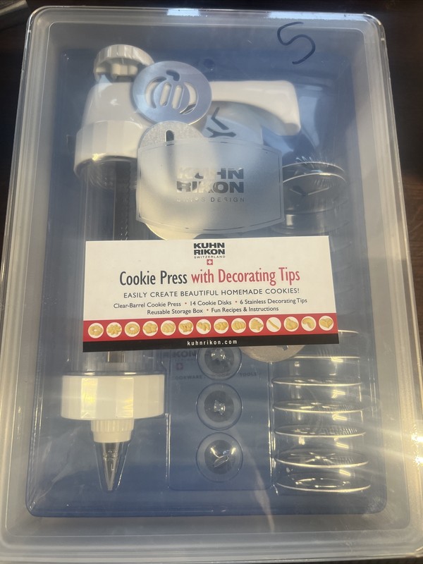 Kuhn Rikon Clear Barrel Cookie Press 14 Shape Discs 6 Decorating