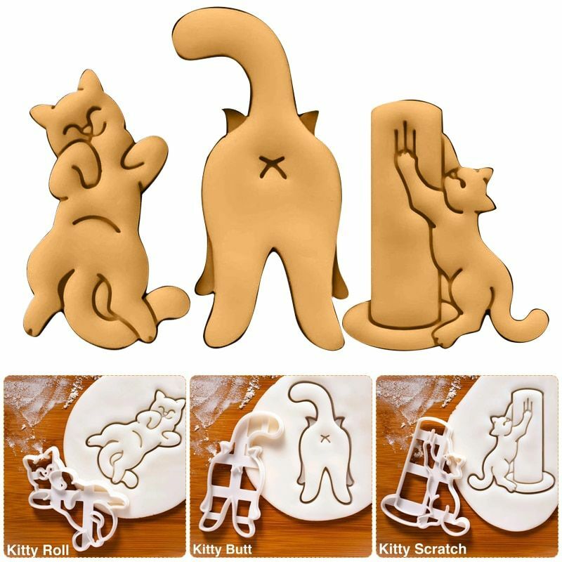 Cookie Mold Cutter Set 3D Animal Cat Forms for Cookies Stamp Biscuits Cutting gallery