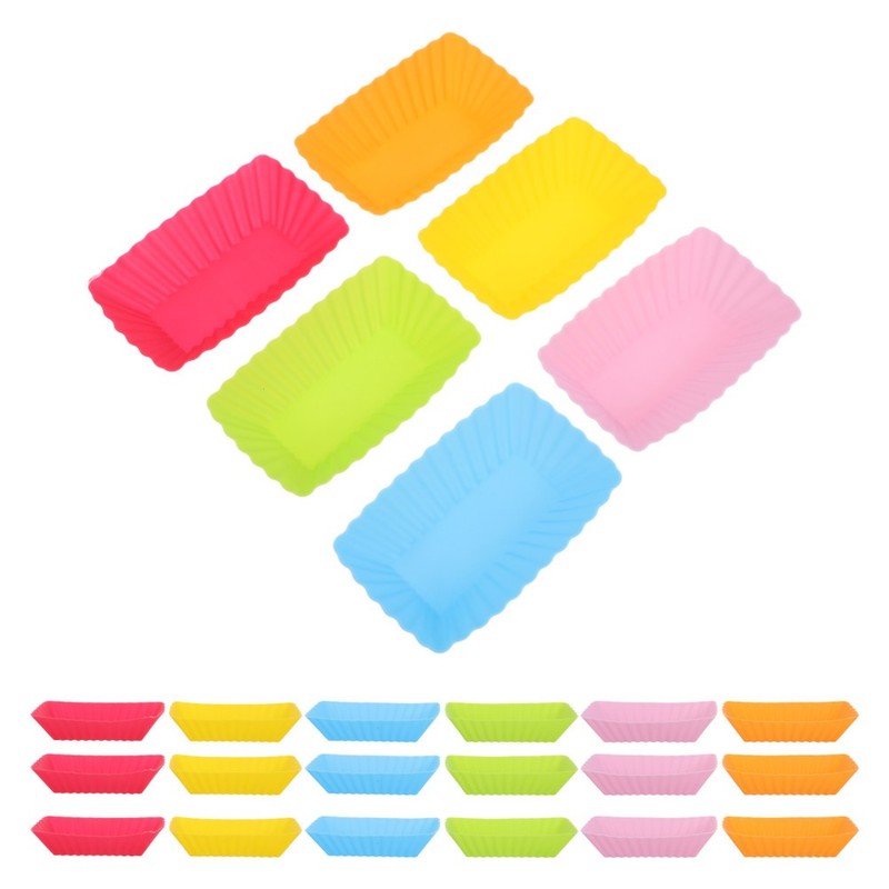 36 Pcs Silicone Muffin Holders Flexible Rectangular Baking Cups For Cupcake