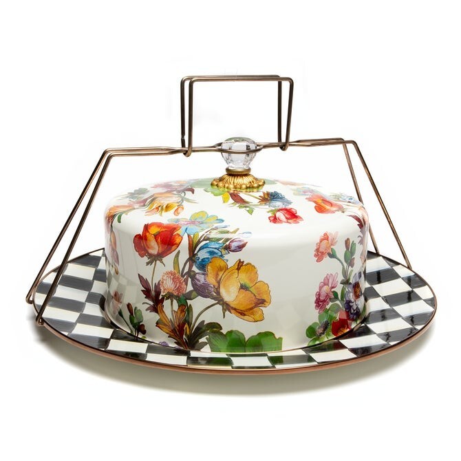 MacKENZIE CHILDS COURTLY CHECK ENAMEL CAKE CARRIER BNIB
