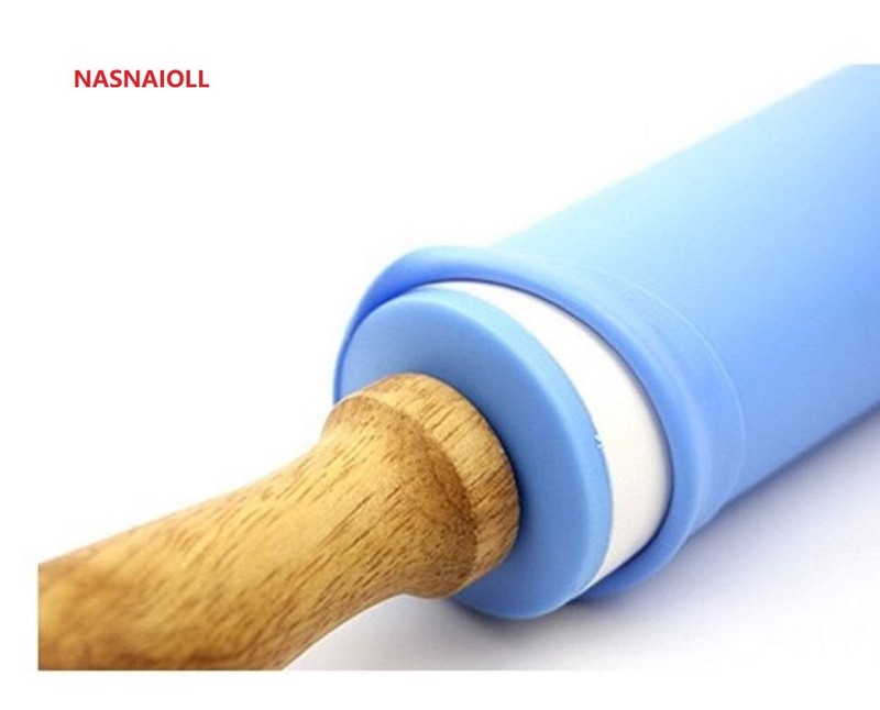 Silicone Rolling Pin with Wooden Handle - Non Stick Surface Dough Roller-roll... gallery