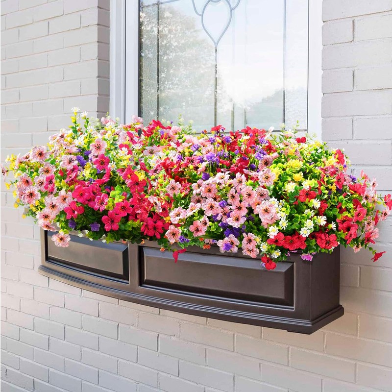 BLEUM CADE 12 Bundles Artificial Flowers for Outdoors, UV 12 Pack, Mixed Pink gallery