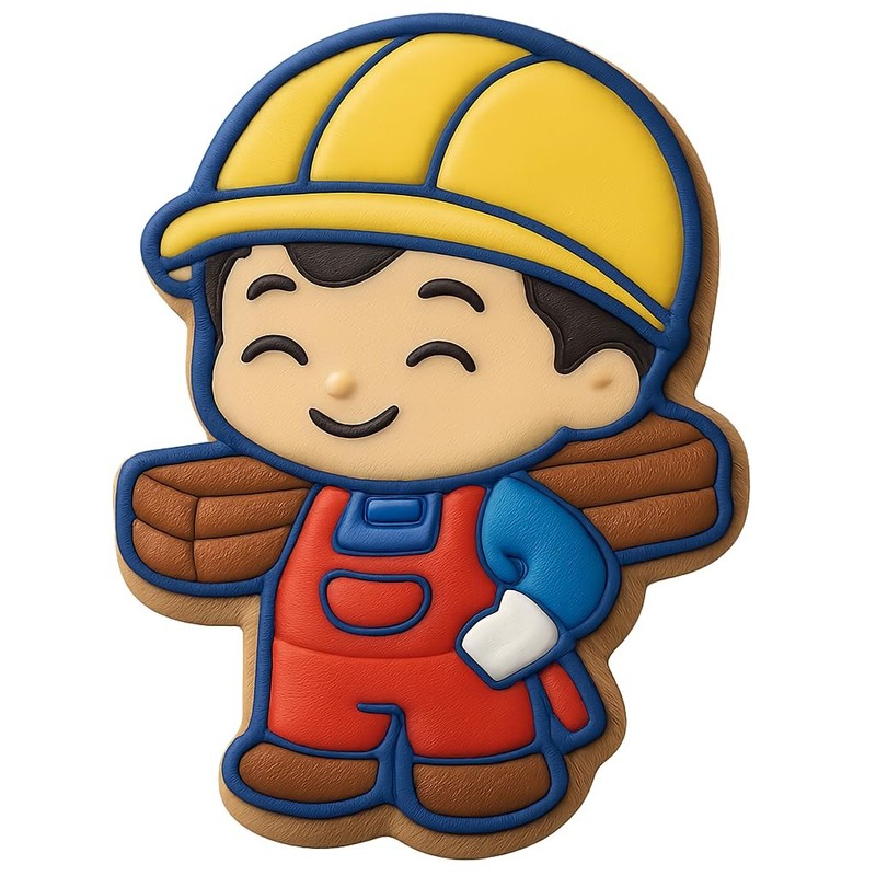 Chibi Carpenter Carrying Planks Cookie Cutter & Stamp, Fondant & Clay C - 2.9x4" gallery