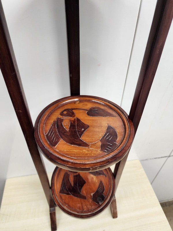 Vintage Haitian Traditional Mahogany Pastry Stand Plant Wood gallery