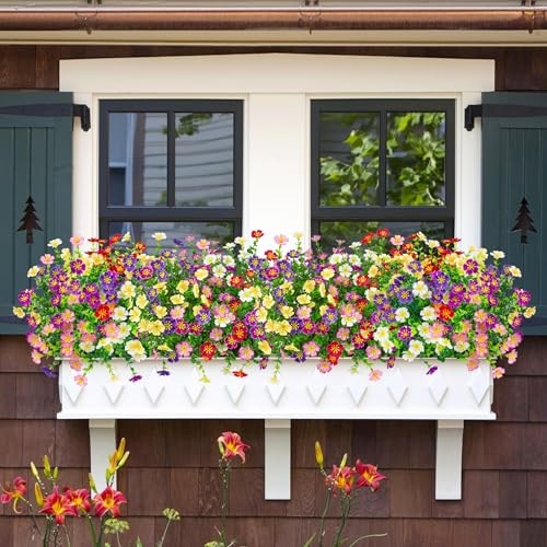 24 Bundles Artificial Silk Flowers for Outdoors, Fake Plants Faux Multi Color gallery