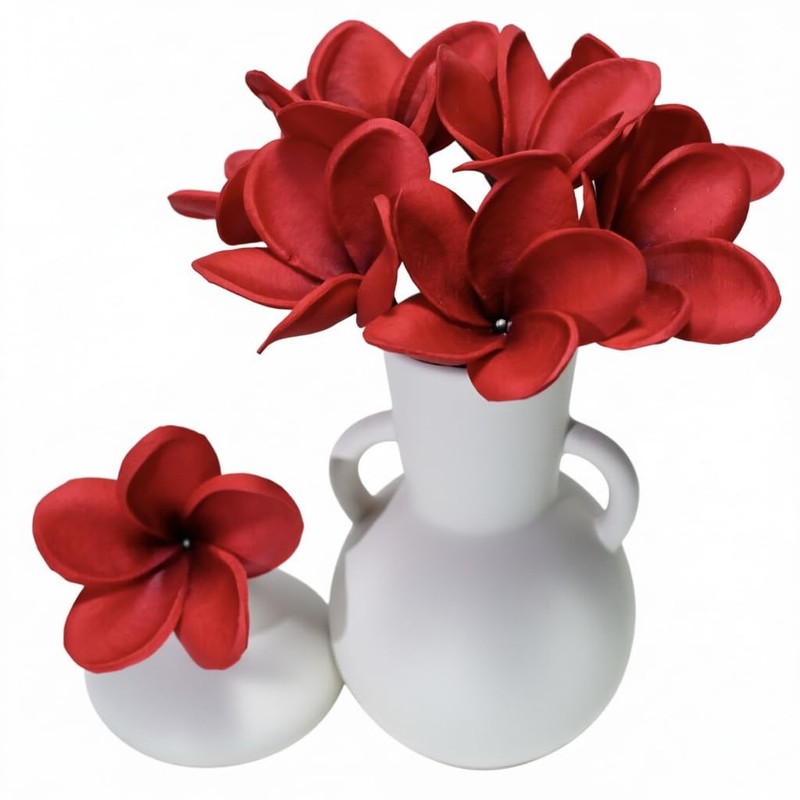 Fafavila 20Pcs Gradient Wine Red Flowers Pu Real Touch Flowers Hawaiian