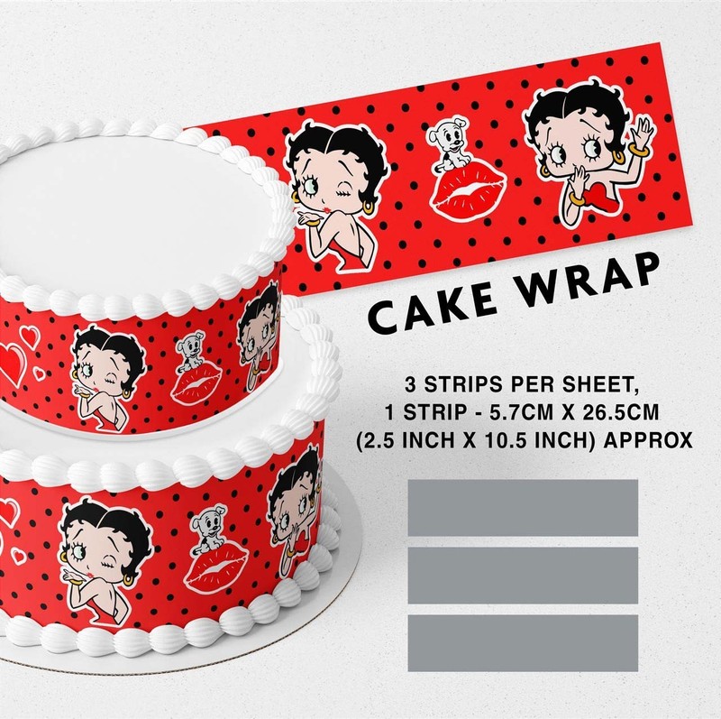 Beti Boop Black & Red Pattern Strip Edible Cake Topper Decoration Edible Image