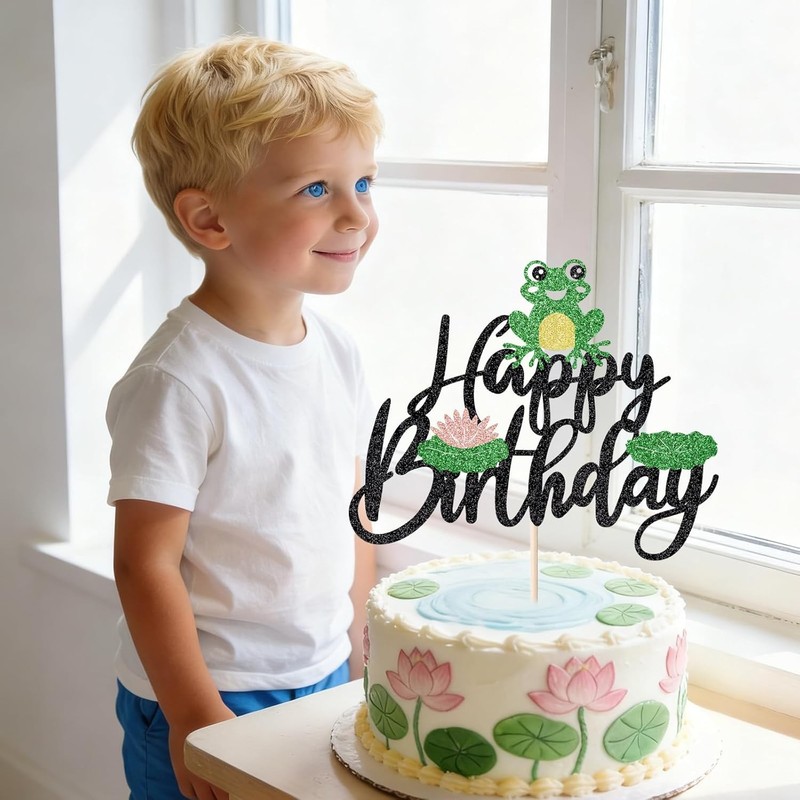 Glitter Frog Happy Birthday Cake Topper - Animal Theme Baby Shower & Gender gallery