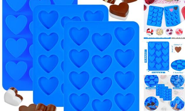 Heart Silicone Molds 12-Cavity Heart Shaped Molds for Chocolate, Candy, Ice