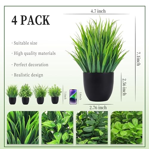 Fake Plants Packs Artificial Plants Small Faux Plants Black Bathroom 4 Green gallery