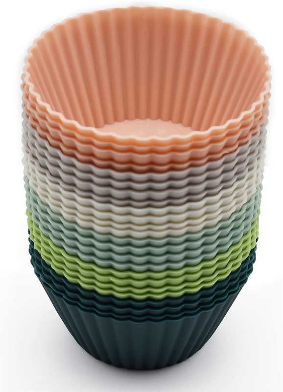 Moldes Cupcake Silicona 24 Pzs Reutilizables 2.75 Pulgadas Muffin Multicolores