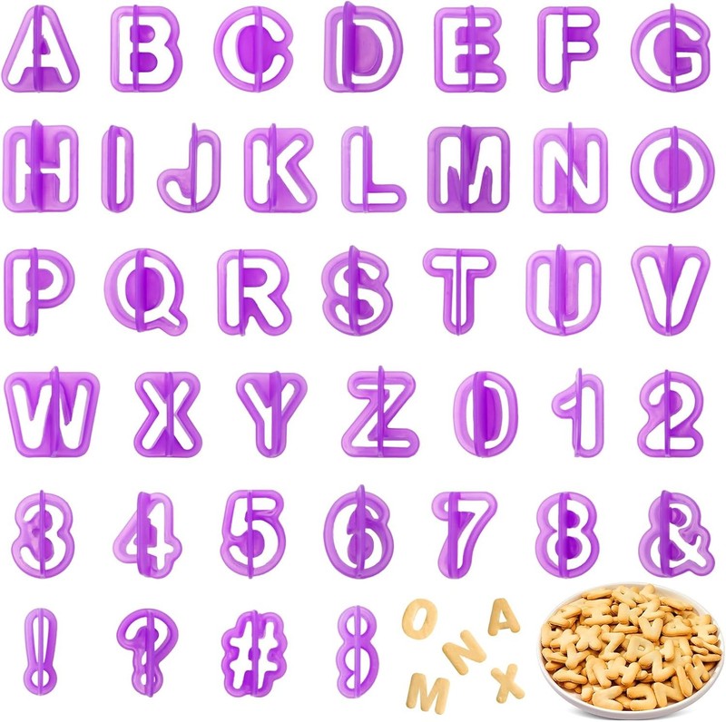40 Pcs Alphabet Cookie Cutters, Fondant Letter Cutters, Number Cookie Cutters,