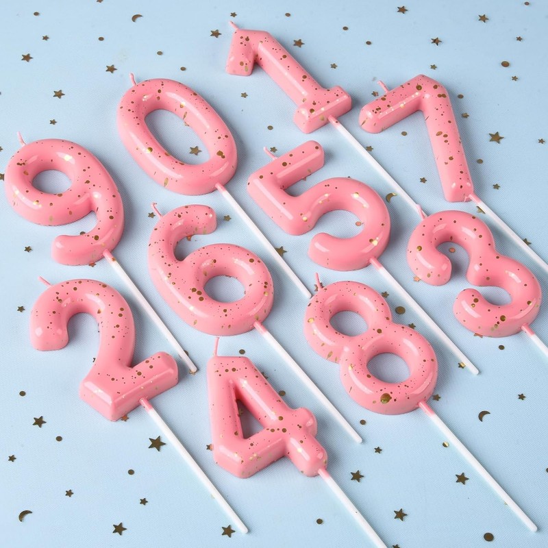 2.76 Inch Classical Pink Gold 14 Number Birthday Candles, Gold and Pink Number gallery